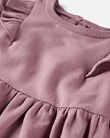 Toddler Long-Sleeve Ruffle Dress Made with Organic Cotton Desert Mauve