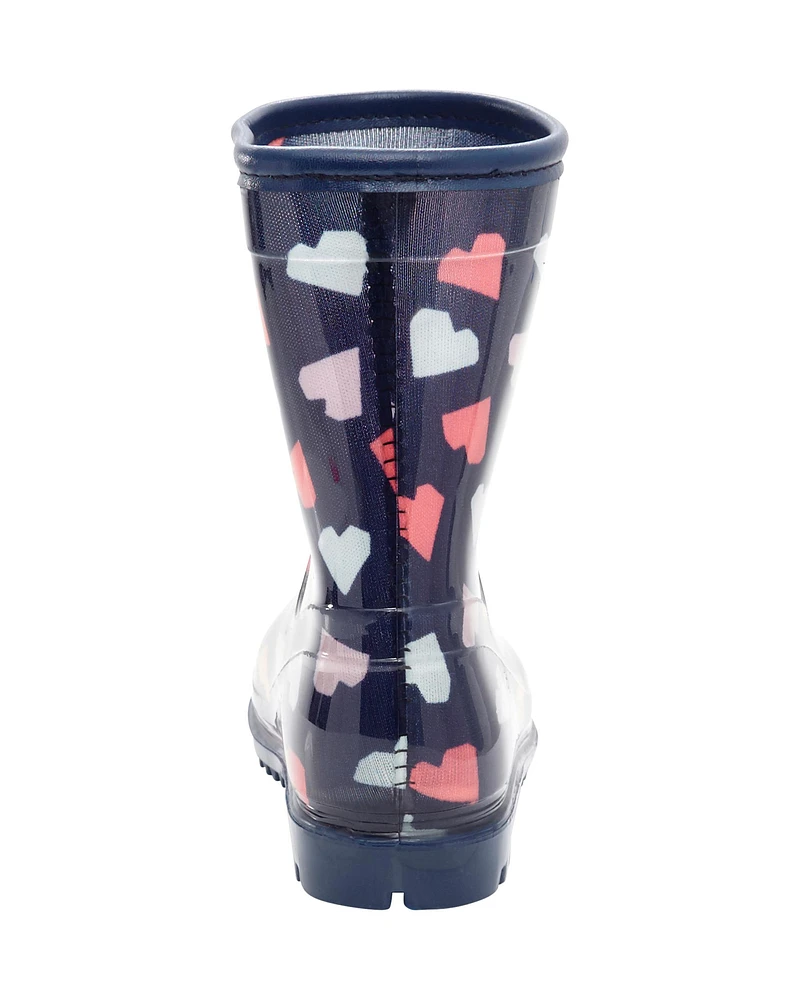 Toddler Heart Print Rain Boots