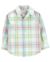 Plaid Button-Front Shirt