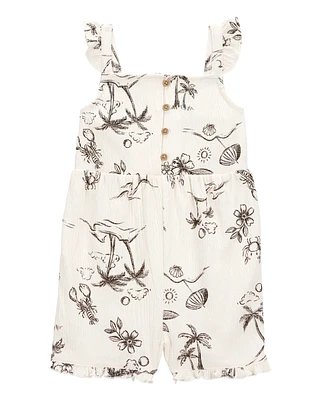 Toddler Tropical Print Flutter Romper