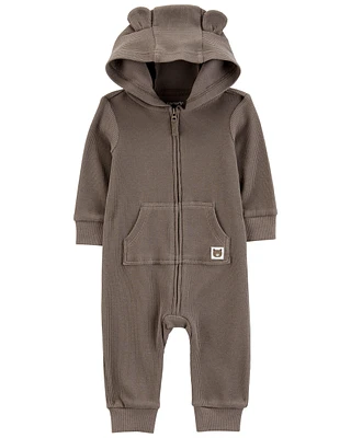 Baby Bear Hood Zip-Up Thermal Jumpsuit