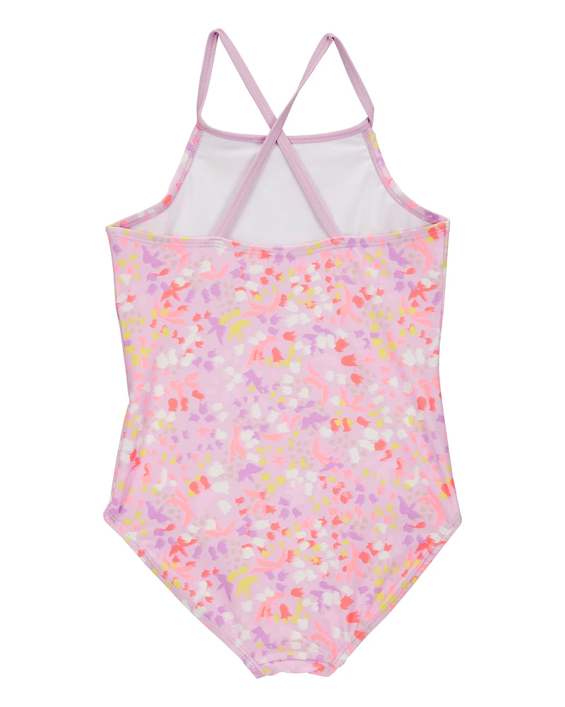 Girls 2-Piece Printed 1-Piece Swimsuit & Short Set