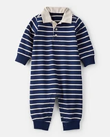 Baby Boy Cotton Long-Sleeve Jumpsuit - Navy/Blue
