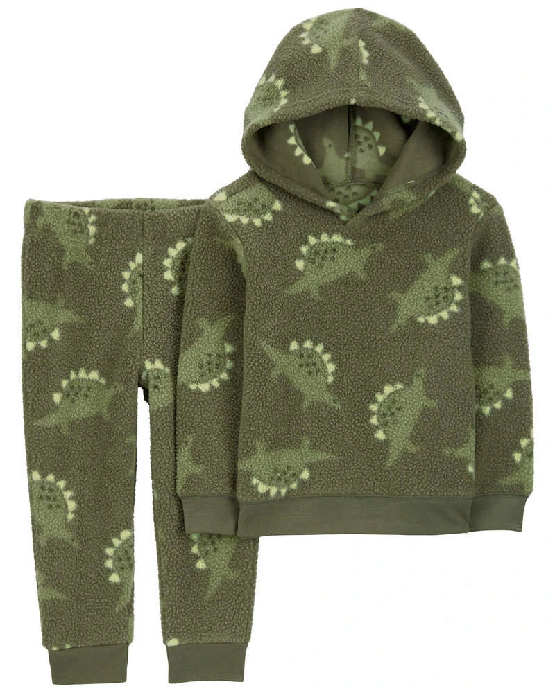 Toddler 2-Piece Dinosaur Fleece Hoodie & Pant Set