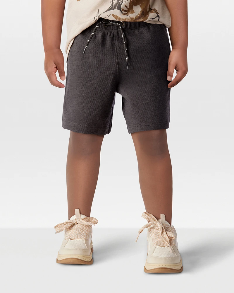 Toddler Pull-On Cotton-Blend Shorts - Black