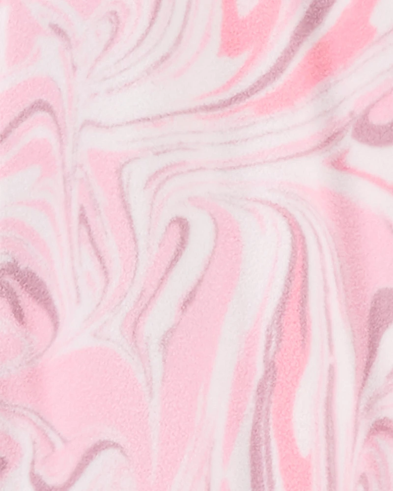 1-Piece Fleece Pink Swirl Footed Pyjamas