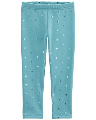 Legging molletonné à cœur brillant