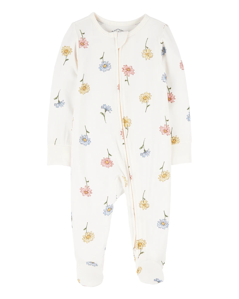 Baby Floral Zip-Up PurelySoft Sleeper Pyjamas