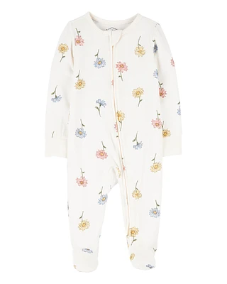 Baby Floral Zip-Up PurelySoft Sleeper Pyjamas