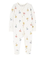 Baby Floral Zip-Up PurelySoft Sleeper Pyjamas