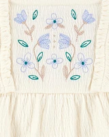 Baby Floral Flutter Bodysuit Dress - Ivory
