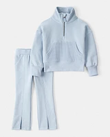 Toddler 2-Piece Quarter Zip Pullover & Pant Set - Blue