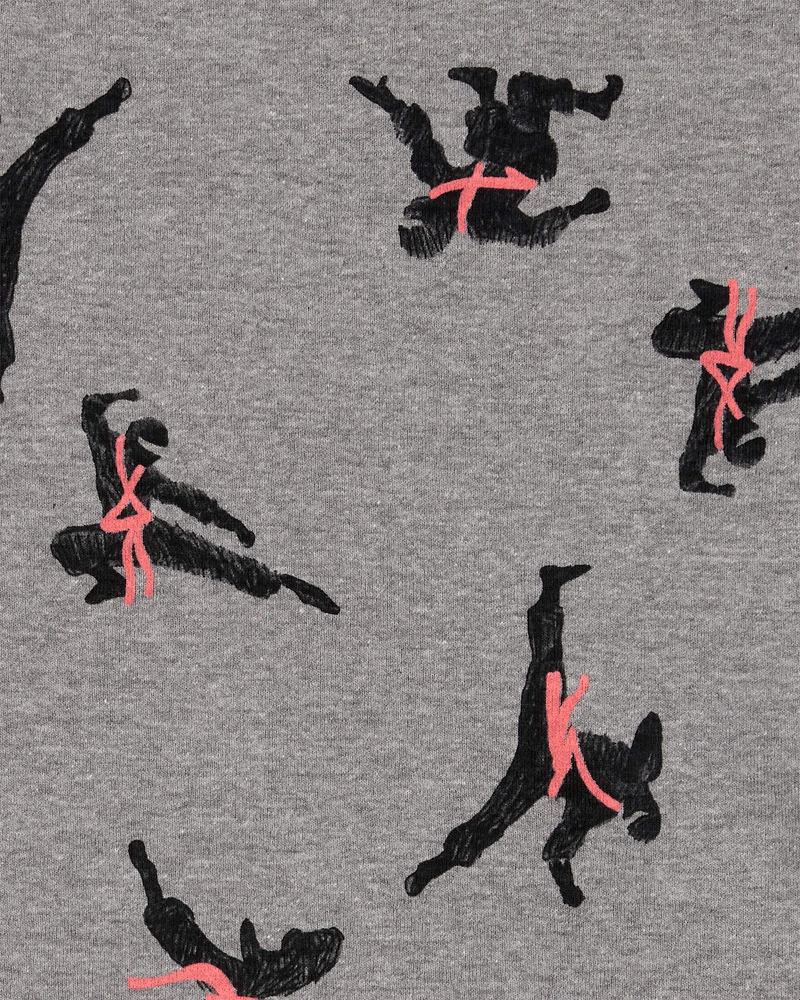 Kid Ninja Print Snug Fit Cotton 4-Piece Pyjamas
