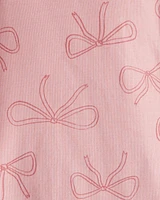 Baby Girl Ballet Print 100% Cotton Long-Sleeve 4-Piece pyjamas - Pink/White