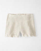 Toddler 2-Piece Organic Cotton Crotchet Knit Set-Cream