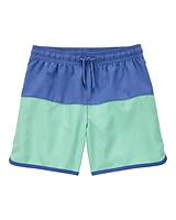 Kid Colourblock Swim Trunks - Green/Blue