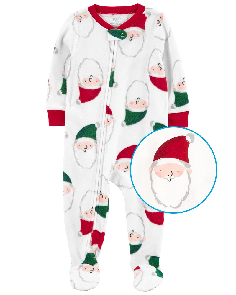 Toddler 1-Piece Santa Fleece Footie Pyjamas