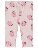 Baby Strawberry Pull-On Ribbed Pants