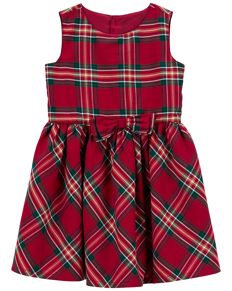 Toddler Plaid Sateen Holiday Dress