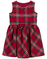 Toddler Plaid Sateen Holiday Dress