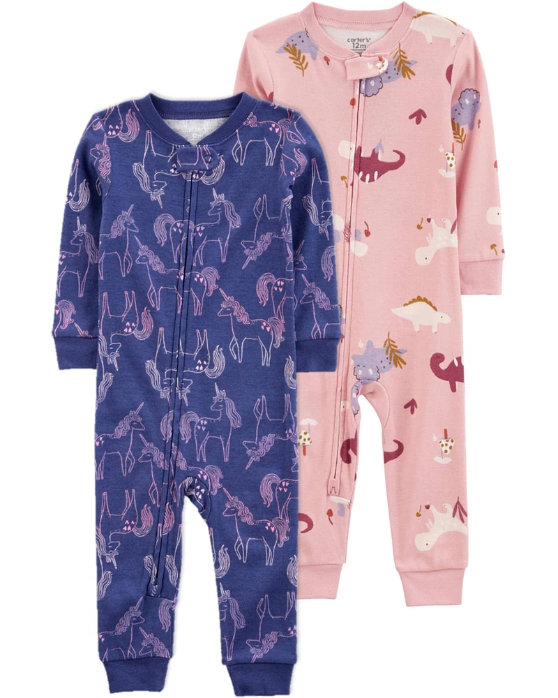 Baby 2-Pack 100% Snug Fit Cotton Footless Pyjamas