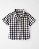 Baby Gingham Button-Front Shirt Made With Linen