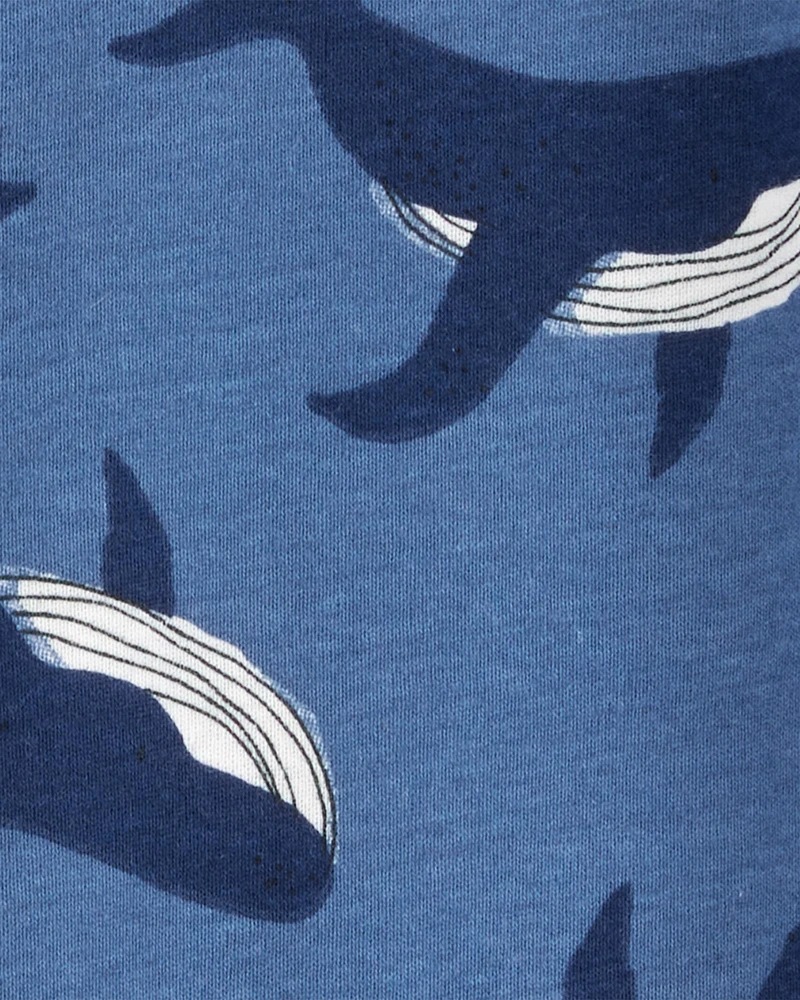Toddler Boy Whale Print Snug Fit Cotton Footless 1-Piece Pyjamas - Navy