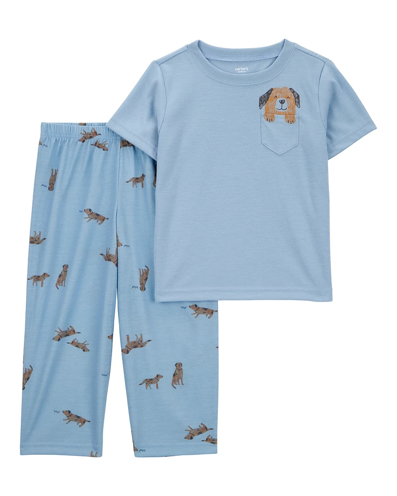Toddler Dog Print Loose Fit 2-Piece Pyjamas - Blue