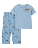 Toddler Dog Print Loose Fit 2-Piece Pyjamas - Blue