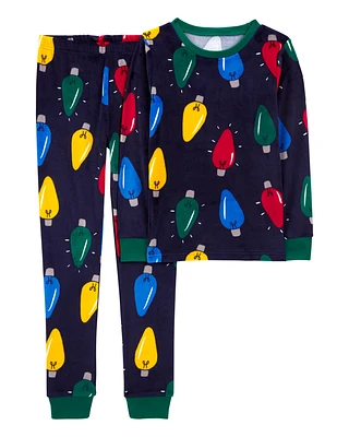 Kid 2-Piece Christmas Lights Velboa Pyjamas