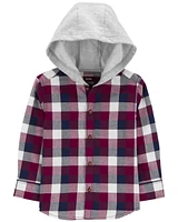 Baby Plaid Hooded Button-Front Shirt