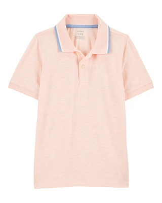 Kid Ribbed Collar Polo Shirt - Pink