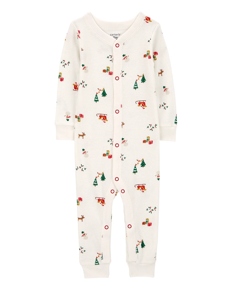 Toddler 1-Piece  Christmas Thermal Footless Pyjamas