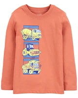 Toddler Construction Cotton Blend Long-Sleeve Tee - Orange