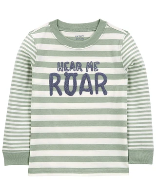 Toddler Hear Me Roar Striped Graphic Tee