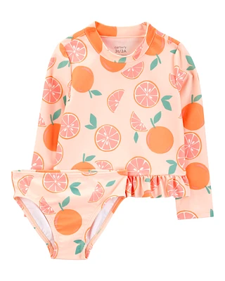 Toddler 2-Piece Orange Slice Long-Sleeve Rashguard Set
