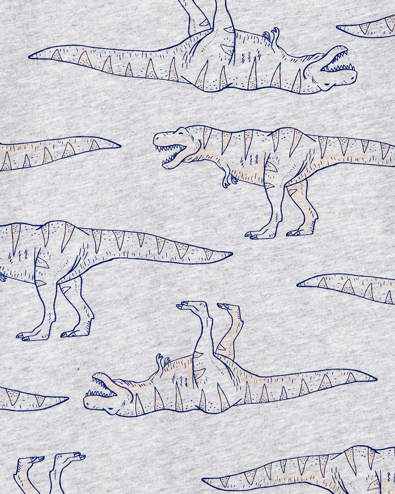 Boys Dinosaur Print Short-Sleeve Tee - Grey