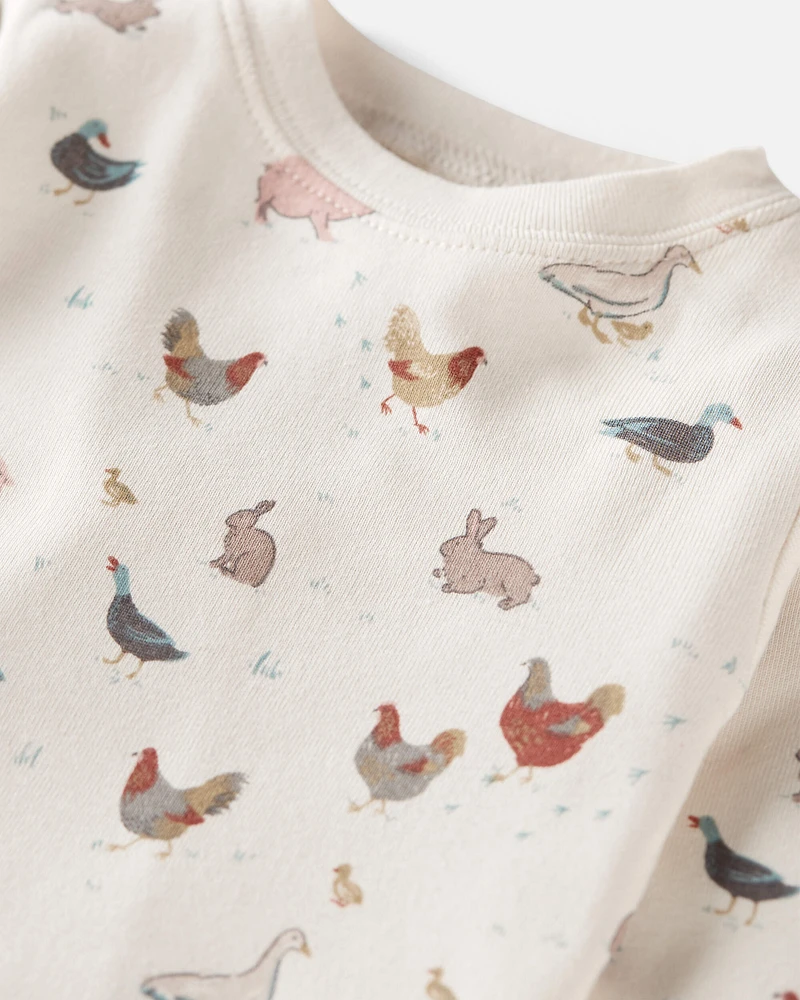 Baby Organic Cotton Pyjamas Barnyard Tails Print