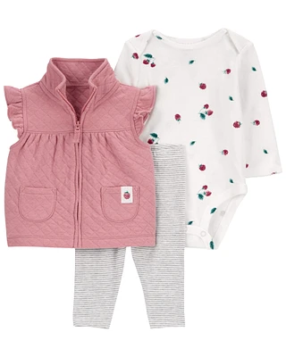 3-Piece Quilted Little Vest Set