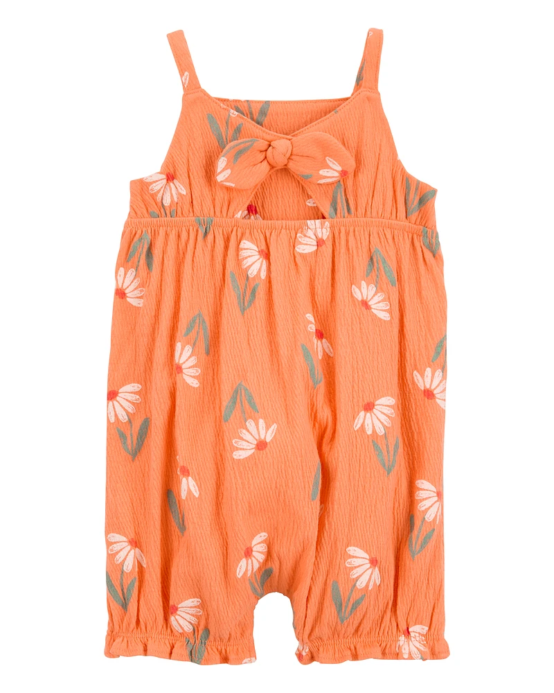 Baby Floral Tank Romper - Orange