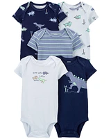 Baby 5-Pack Dinosaur Short-Sleeve Bodysuits