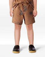 Toddler Desert Print Pull-On Cotton Shorts - Brown