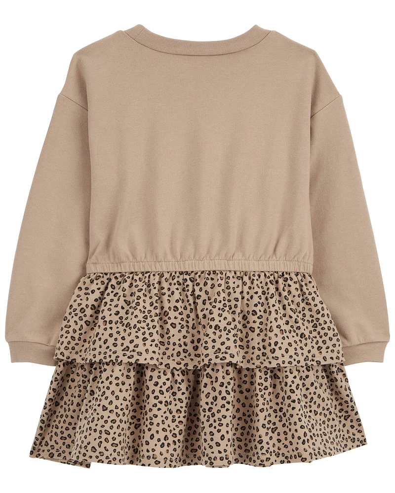 Toddler Leopard Ruffle Long-Sleeve Dress