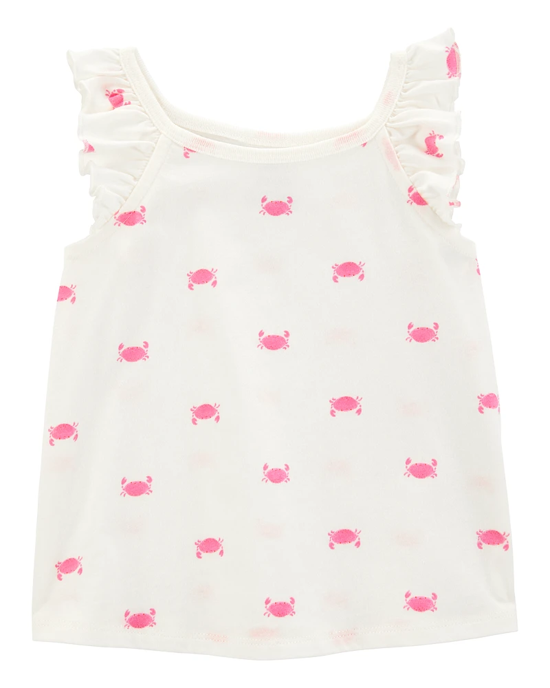Baby Crab Print Tank Top - Ivory
