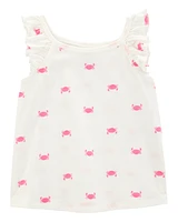 Baby Crab Print Tank Top - Ivory
