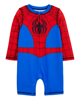 Baby Marvel™ Spider-Man 1-Piece Rashguard Swimsuit - Blue/Red