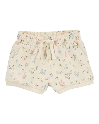 Baby Pull-On Floral Cotton Shorts