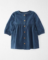 Baby Organic Cotton Corduroy Pocket Dress Dark Sea Blue