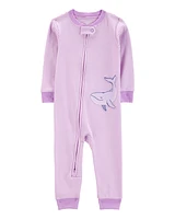 Baby Whale Striped Snug Fit Cotton Footless 1-Piece Pyjamas - Purple