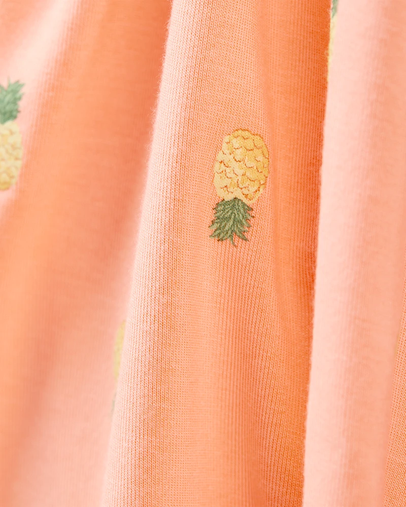 Baby Pineapple Print PurelySoft Bodysuit Dress - Coral